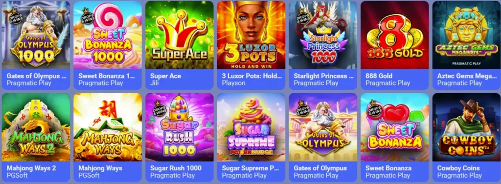 Game Categories and Filters (Slots, Live, Table, Jackpots)