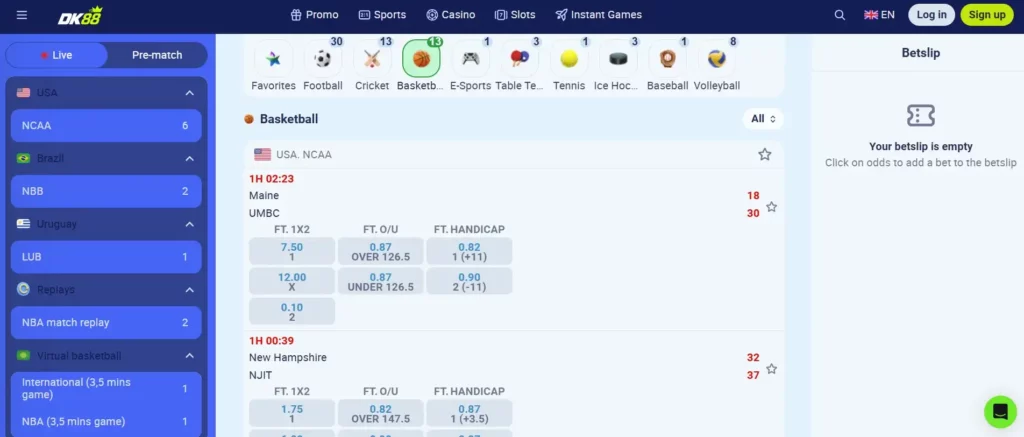 Basketball, Tennis and Esports Betting at Dashking88