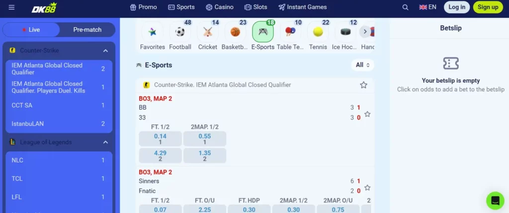 Live Betting and In-Play Markets at Dashking88